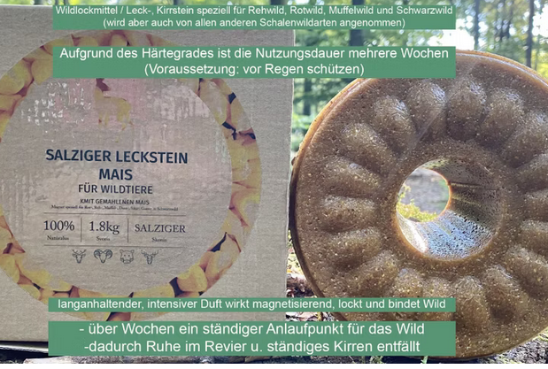 Wildlutscher Leckstein salziger Mais (gemahlen) | bindet und lenkt Wild